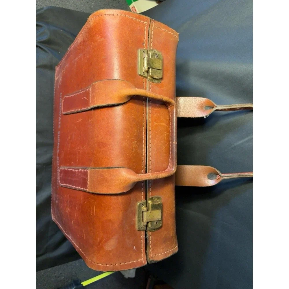 Antique Black Leather Salesman Sample Case Traveling Display Briefcase